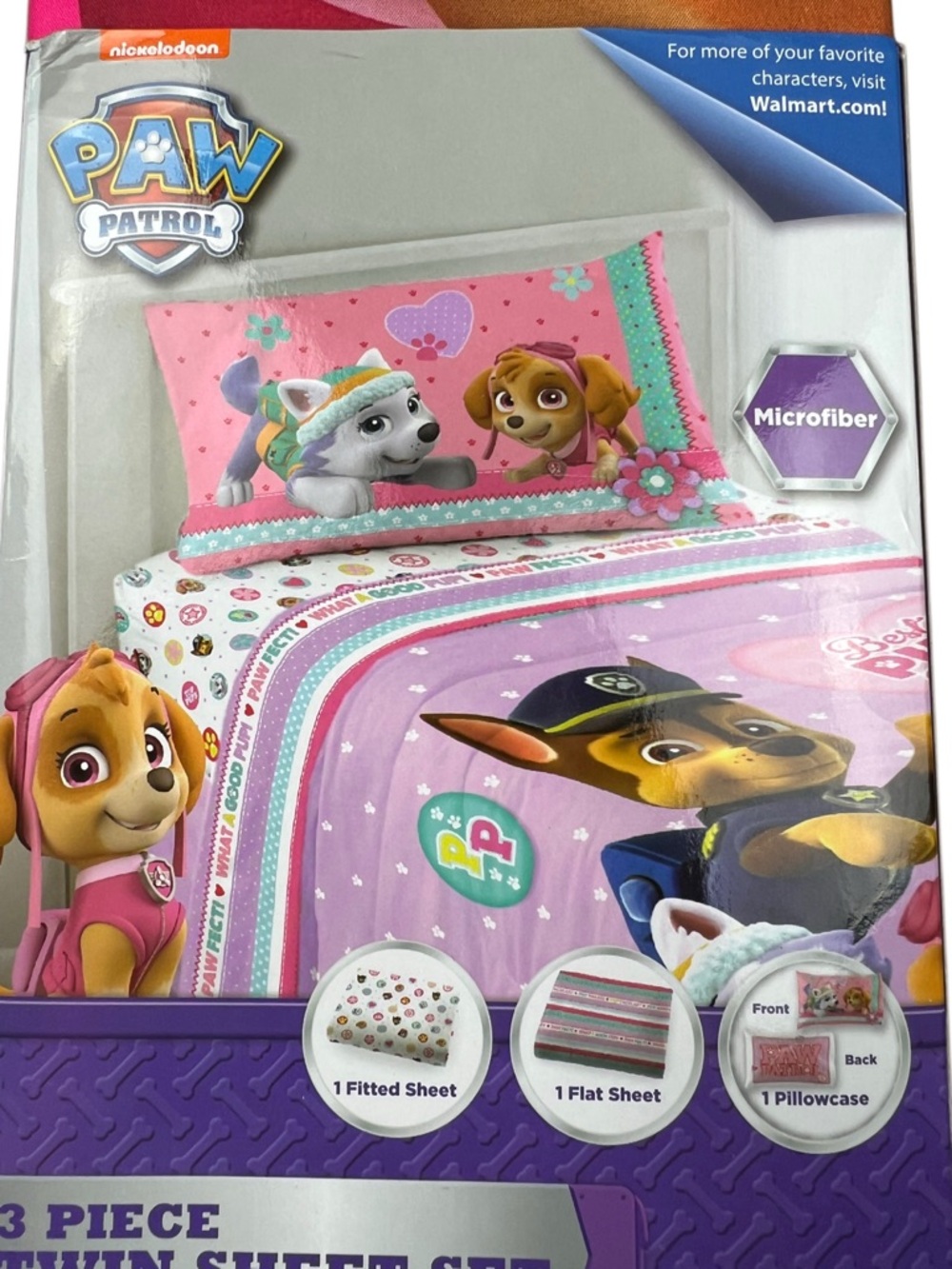 Paw Patrol Girls Best Pup Pals Twin Microfiber Sheet Set Skye Everest Chase Pink - Picture 2 of 4